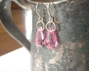 Pink & Gold Crystal Earrings
