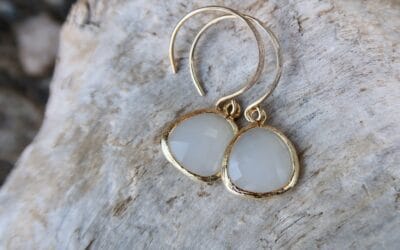 White Cloud Faceted Glass Drop Earrings