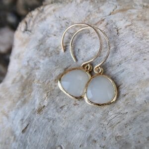 White Cloud Faceted Glass Drop Earrings