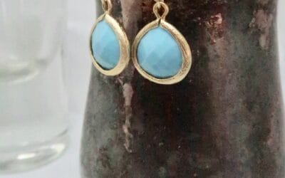 Faceted Turquoise Pendant Earrings