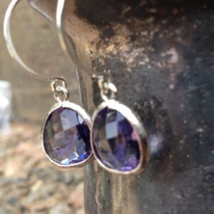 Tanzanite Faceted Glass Drop Earrings