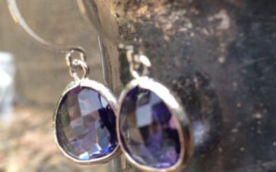 Tanzanite Faceted Glass Drop Earrings