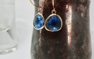 Sapphire Crackle Faceted Glass Drop Earrings