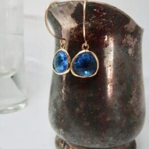 Sapphire Crackle Faceted Glass Drop Earrings