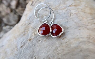 Opaque Crimson Faceted Drop Earrings