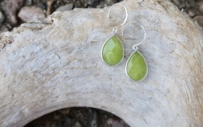 Faceted Green Pendant Earrings