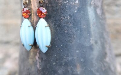 Vintage Blue Stripe Earrings