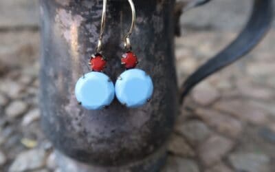 Vintage Turquoise and Cherry Earrings