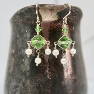 Spring Green Crystal & Pearl Maui Earrings