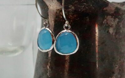 Ocean Blue Faceted Glass Drop Earrings
