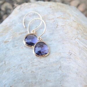 Tanzanite Faceted Glass Drop Earrings