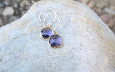 Tanzanite Faceted Glass Drop Earrings