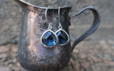 Faceted Montana Blue Pendant Earrings